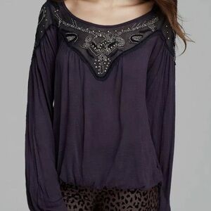 Free People Blue Sky Beaded Peasant Tunic – Size XS